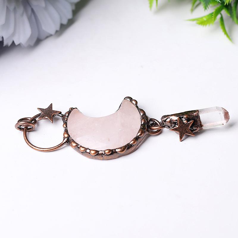 Rose Quartz Moon Shape Pendant for Jewelry DIY Best Crystal Wholesalers