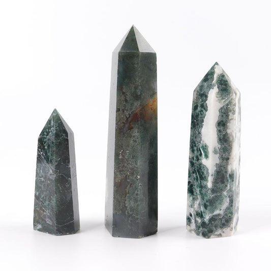 Set of 3 Moss Agate Towers Points Bulk Best Crystal Wholesalers