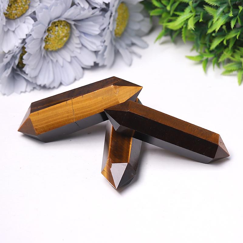 Wholesale Natural High Quality Tiger Eye Stone Quartz Crystal Double Point DT Wand Best Crystal Wholesalers