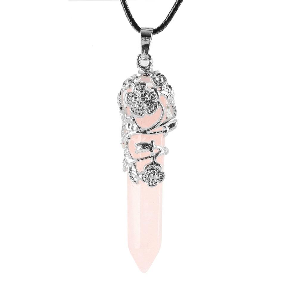 Natural Healing Flower Wrapped Crystal Point Pendant Best Crystal Wholesalers