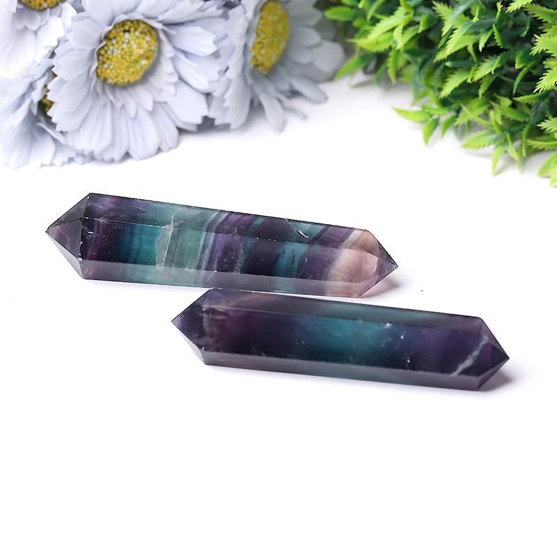 Natural Rainbow Fluorite Double Towers Points Bulk Crystal Double Towers For Decoration For Gift Best Crystal Wholesalers