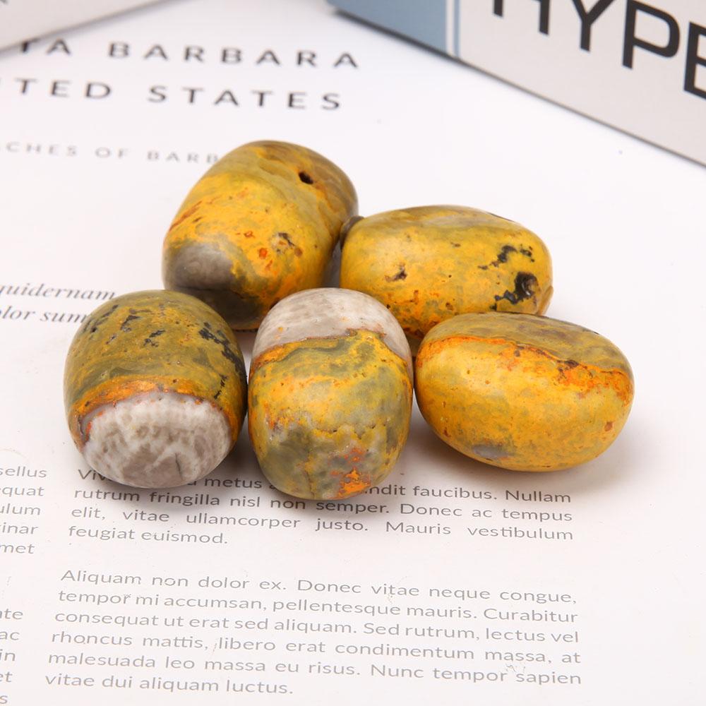 Bumblebee Jasper bulk Tumbled Stone Set of 5 Palm stones Best Crystal Wholesalers