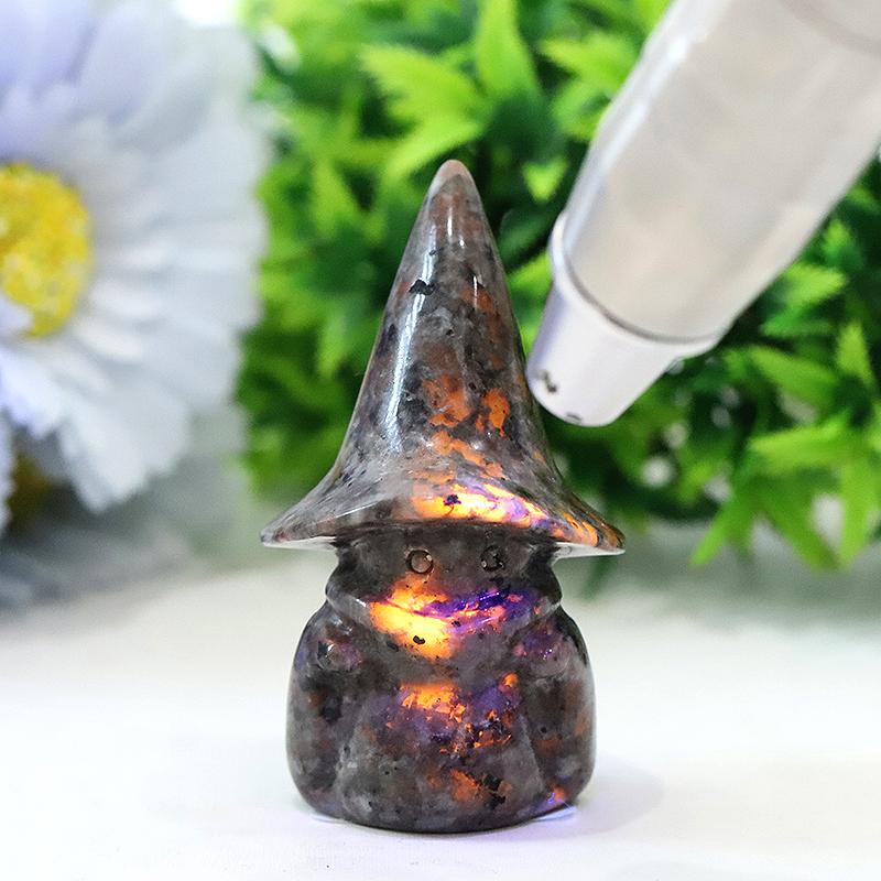 3" Yooperlite Baby Witch Wizard Crystal Carvings for Halloween Best Crystal Wholesalers