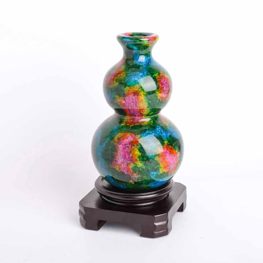 Colorful Jade Vase Free Form with Base