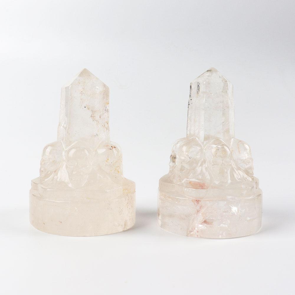 Clear Quartz Crystal Towers Points Bulk with Carving Skull Decor Best Crystal Wholesalers