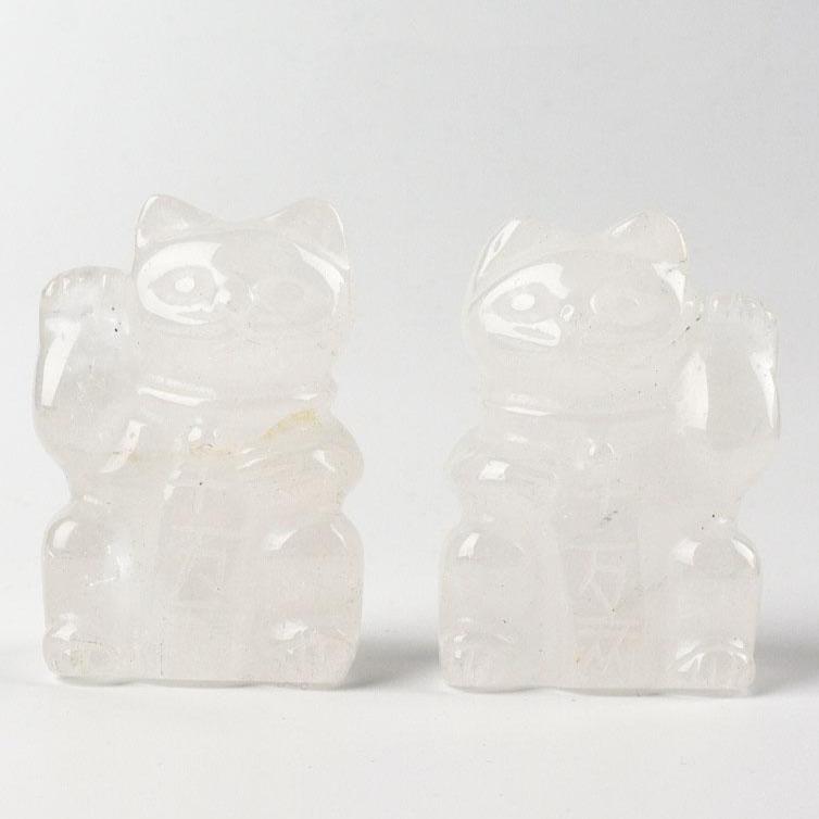 2" Clear Quartz Crystal Carving Animal Bulk Lucky Cat Best Crystal Wholesalers