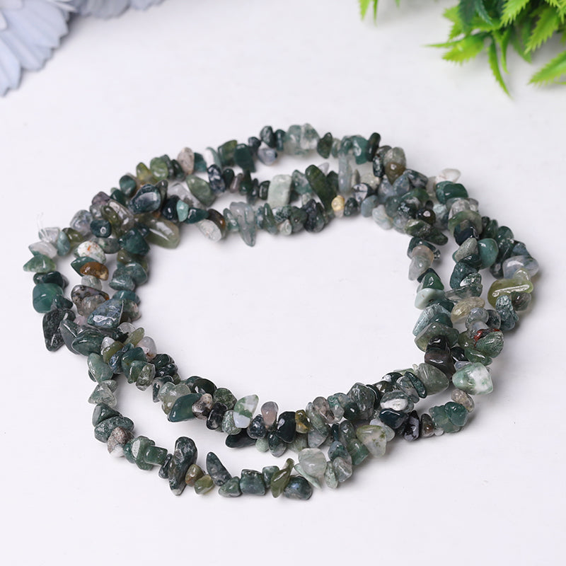 Drilled Crystal Chips with holes String for DIY bulk Bracelet Best Crystal Wholesalers Howlite Opalite Moss Agate Strawberry Quartz