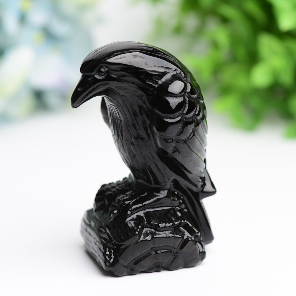 3.3" Black Obsidian Raven Bird Crystal Carving Free Form Bulk WholesaleBest Crystal Wholesalers