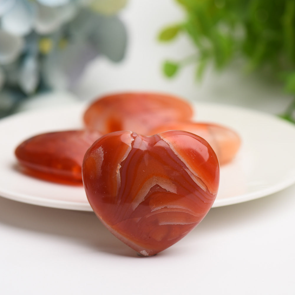 1.2"-1.5" Carnelian Heart Crytsal Carving Palm Stone Bag Bulk WholesaleBest Crystal Wholesalers