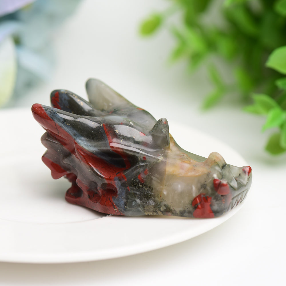 2.5" Mixed Crystal Dragon Head Animal Crystal Carving Bulk Best Crystal Wholesalers