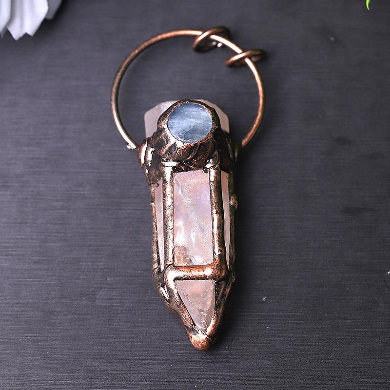 3" Rose Quartz with Kyanite Pendant for Jewelry DIY Best Crystal Wholesalers