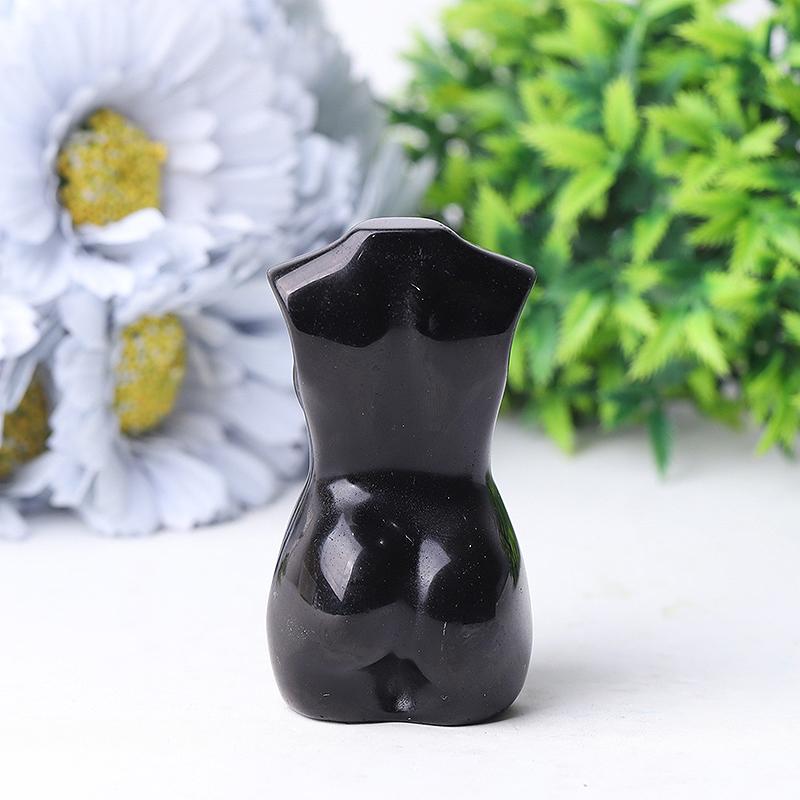 3" Black Obsidian Pregnant Woman Body Crystal Carvings Best Crystal Wholesalers