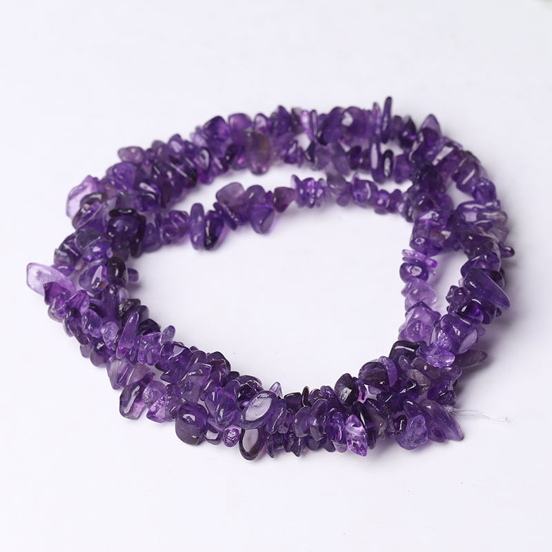 Drilled Crystal Chips with holes String for DIY bulk Bracelet Best Crystal Wholesalers Black Obsidian Amethyst Smoky Quartz Garnet