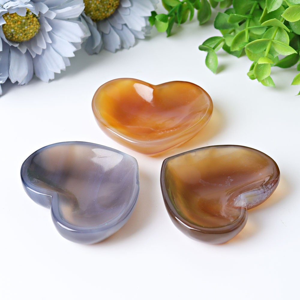 2.1" Agate Heart Shape Bowls Crystal Carvings Best Crystal Wholesalers