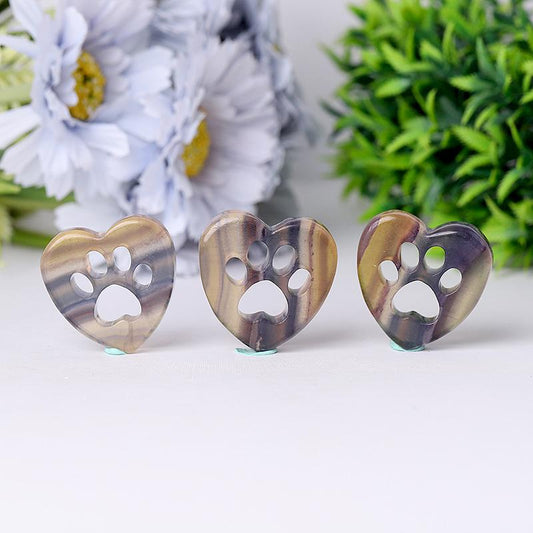 1.5" Heart with Cat Paw Shape Crystal Carvings Best Crystal Wholesalers