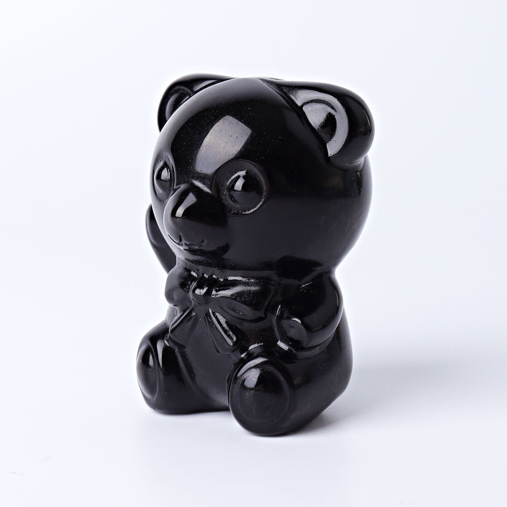 2.7" Black Obsidian Toy Bear Crystal Carvings Cartoon Bulk Best Crystal Wholesalers