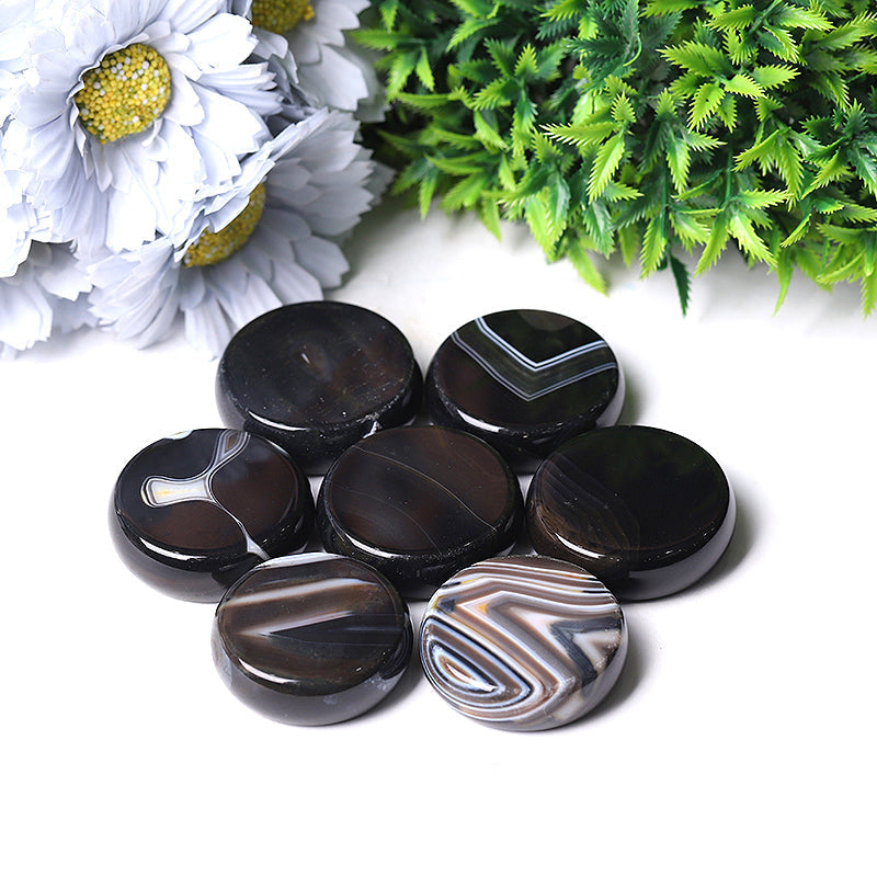 1.76" 1 Set Agate Round Piece with Chakra Printed Palm Stone Bulk Best Crystal Wholesalers