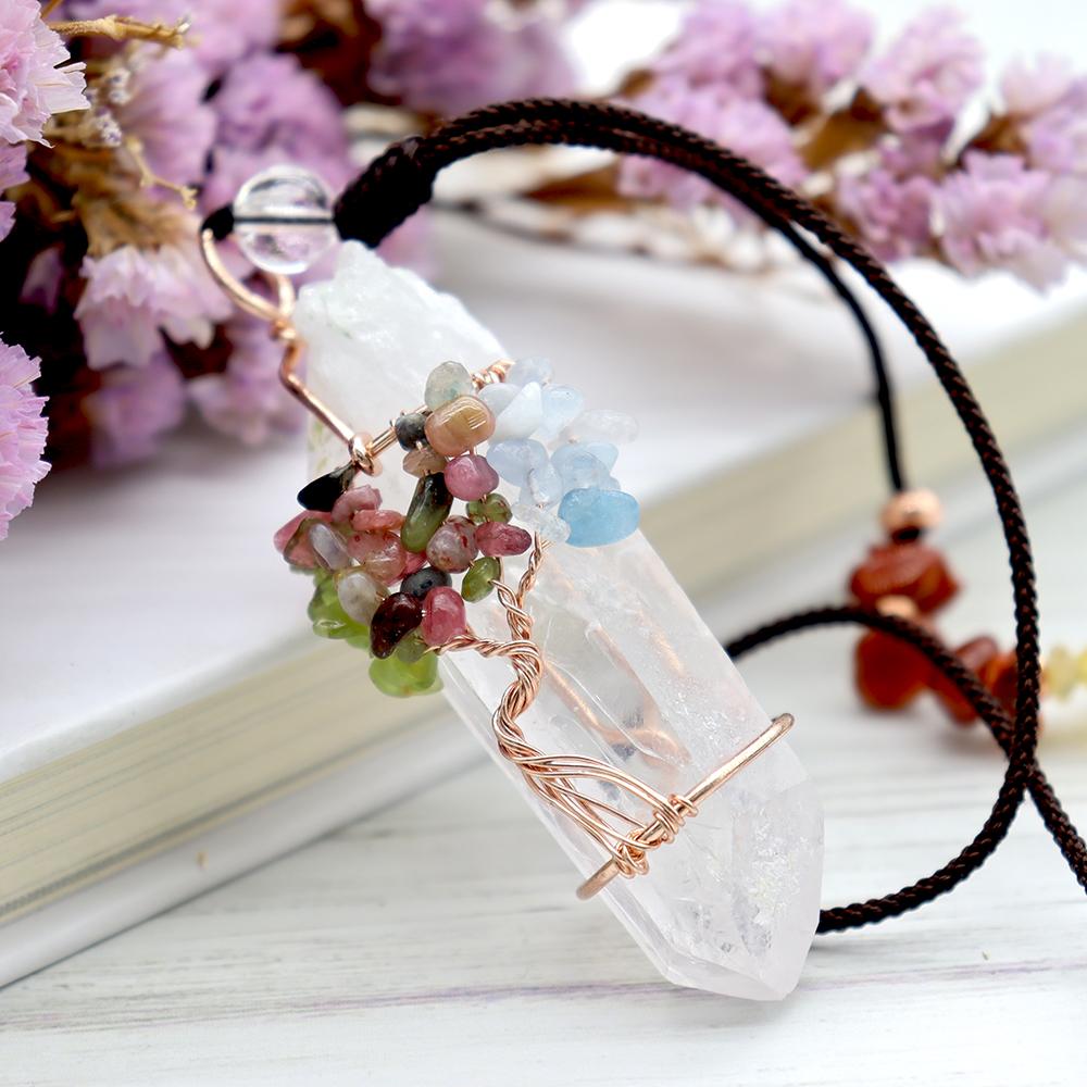 Clear Quartz Life Tree Chakra Necklace Best Crystal Wholesalers