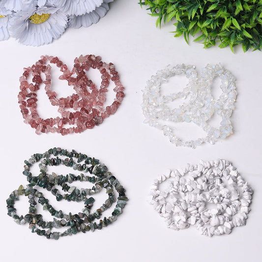 Drilled Crystal Chips with holes String for DIY bulk Bracelet Best Crystal Wholesalers Howlite Opalite Moss Agate Strawberry Quartz