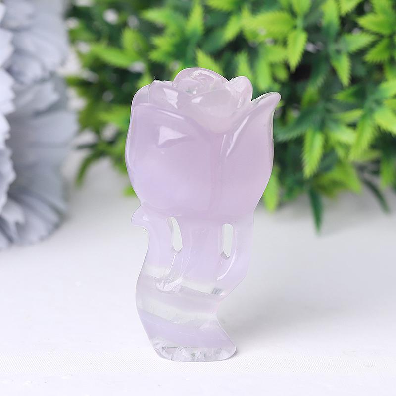 3" Natural Fluorite Rose Flower Carving for Collection Plants Bulk Best Crystal Wholesalers