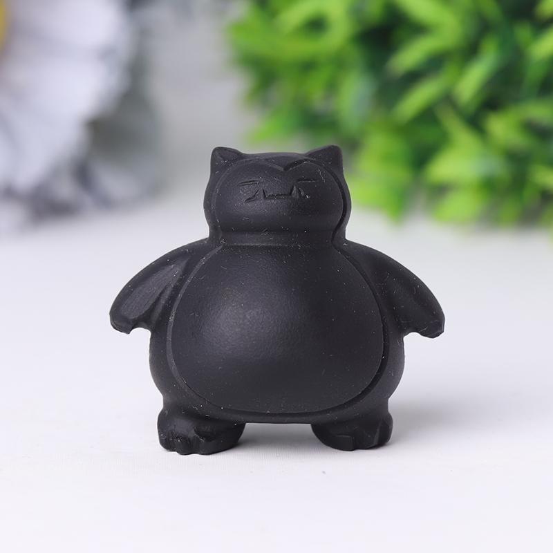 1.8" Black Obsidian Snorlax Crystal Carvings Cartoon Bulk Best Crystal Wholesalers