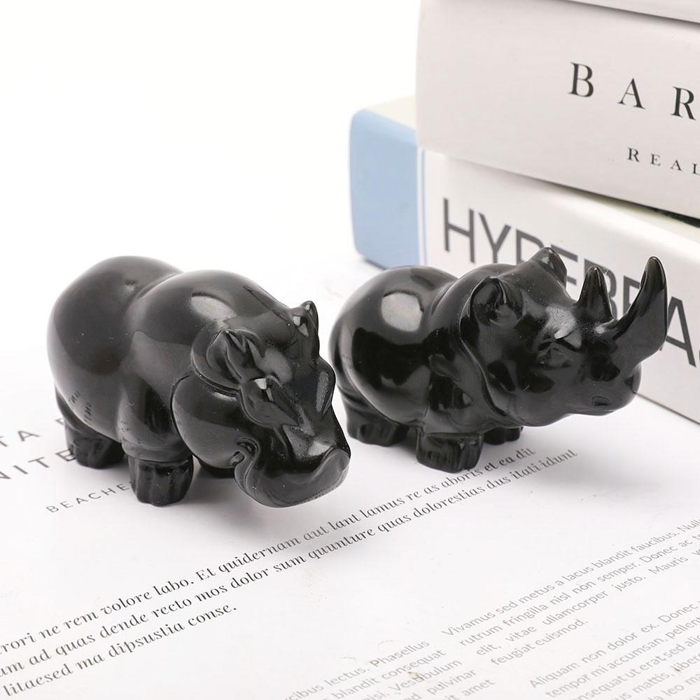 Black Obsidian Rhino Carvings Animal Bulk Best Crystal Wholesalers