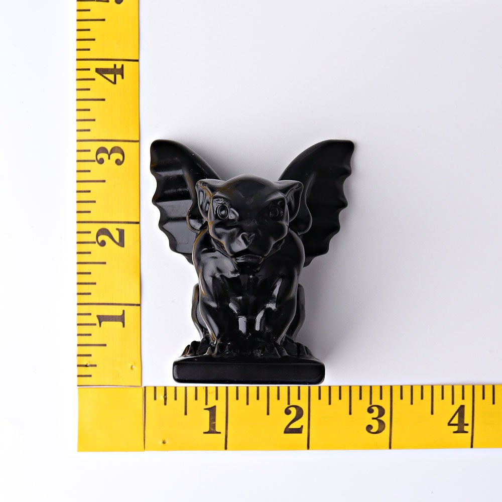 3" Black Obsidian Gargoyle Crystal Carvings Cartoon Bulk Best Crystal Wholesalers