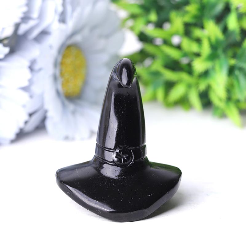 2.25" Black Obsidian Witch's Hat Crystal Carvings Best Crystal Wholesalers