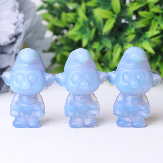 2" Blue Opalite Smurfs Crystal Carvings Cartoon BulkBest Crystal Wholesalers